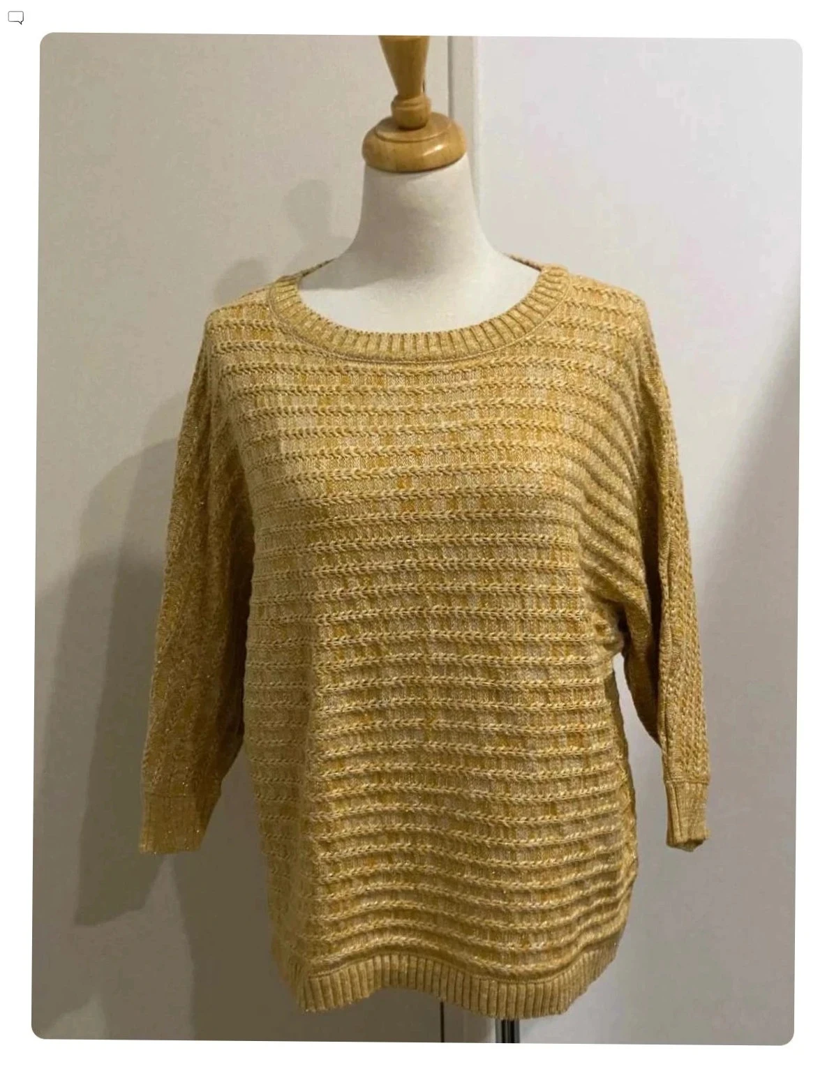 Pull en maille texturé jaune moutarde & doré taille L 🌟